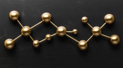 Obraz premium Golden molecular structure on a dark background