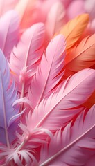 Naklejka premium A soft pink feather with a fluffy texture creates a light and colorful plume pattern