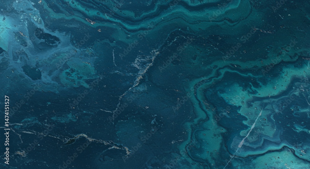 Poster the image is of a blue and green swirl pattern