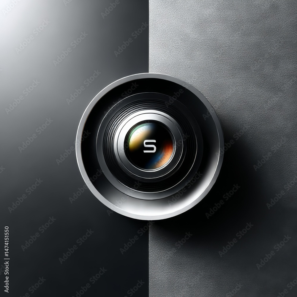 Aufkleber a minimalist circular design featuring the letter 's' against a grayscale textured backdrop