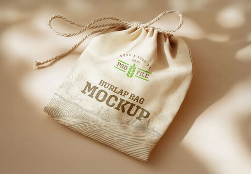 Burlap Bag Mockup for Packaging Design and Retail Branding