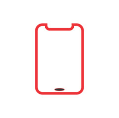 Red Phone Screen Outline in Simple Minimal Modern Design with Vivid Bright Colors – Flat Vector Illustration Featuring Clean Aesthetic and Digital Artwork Style