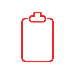Minimalist Medical Clipboard with Red Outline in Clean and Simple Flat Design – Vector Illustration for Healthcare and Professional Use