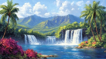 Fototapeta premium Tropical Waterfall Paradise