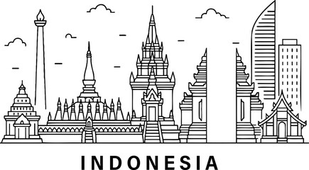 Indonesia's Iconic Skyline A Line Art 