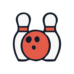 Bowling Icon - Vector Ball and Pins Game Illustration