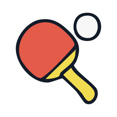 Table Tennis Icon - Vector Ping Pong Paddle and Ball Symbol