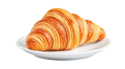 Freshly baked croissant paired perfectly with a cup of coffee on a clean white background for breakfast delight