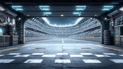 Futuristic Race Garage Pit Stop to Victory.