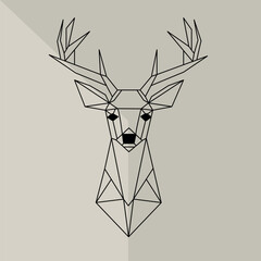 Vector minimalistic abstract illustration of deer origami, forest animals using simple geometric shapes. Suitable for printing, wallpaper, digital projects. Hand drawn reindeer