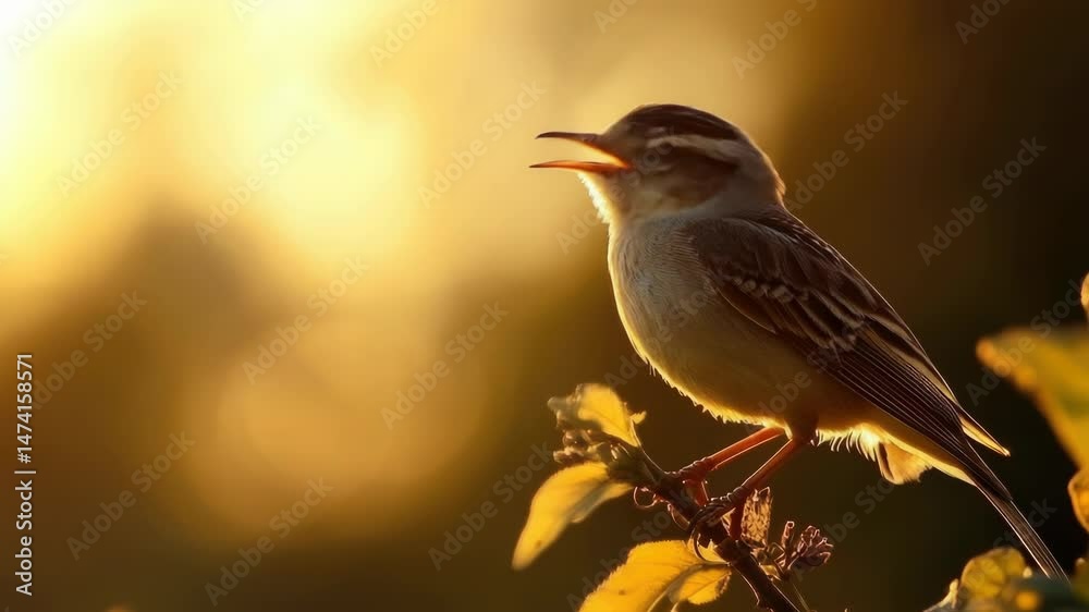 Poster a bird sits comfortably on the top of a tree branch, surrounded by leaves and branches