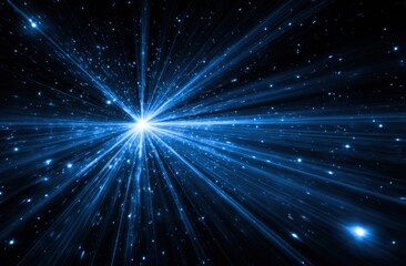 Fototapeta premium Blue light speed background with starburst effect