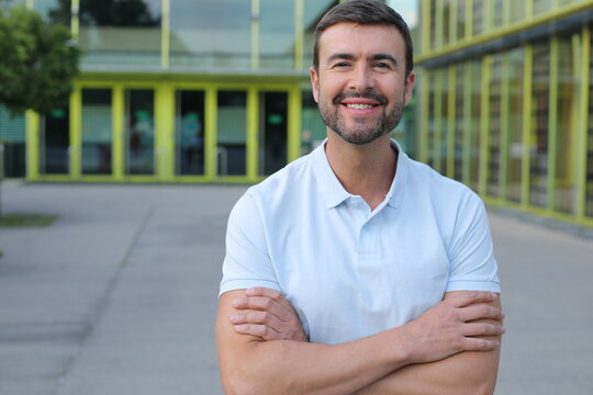 Handsome businessman wearing a polo shirt 