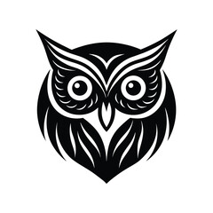 owl head silhouette art illustration on white background