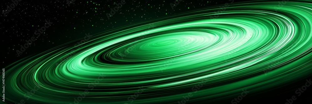 Canvas Prints abstract swirling green light background with shining particles on dark galaxy backdrop