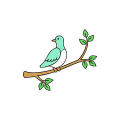 Bird perched on branch vector illustration