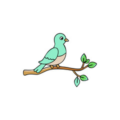 Pigeon sitting on tree branch vector illustration