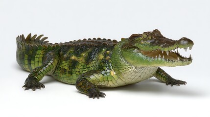 Naklejka premium Green Crocodile with Studio Shot, Reptile, and Wildlife.