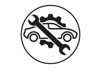 Obraz premium Automotive Repair Logo Car Gear Wrench Service Symbol