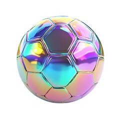 Naklejka premium Iridescent soccer ball hexagonal panels colorful design