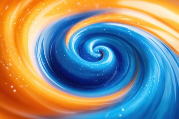 Fototapeta premium Swirling blue and orange abstract with tiny white glittery sparkles. Use it for dreamy, surreal themes, or for a creative, colorful backdrop.