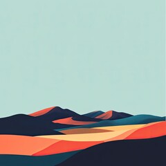 Naklejka premium Desert landscape, stylized illustration with soft colors
