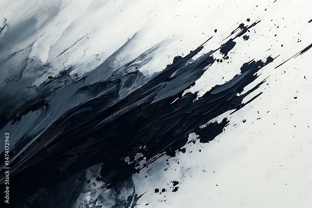 Fototapete 	•  Dynamic abstract art with splattered textures and expressive movement 
