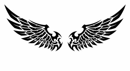 Fototapeta premium Black tribal angel wings silhouette