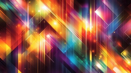 Fototapeta premium Vibrant, abstract design with colorful geometric shapes and lights