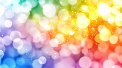 Obraz premium Vibrant rainbow bokeh background with sparkling lights and blurred circles