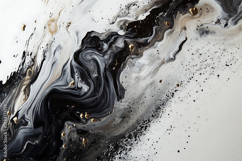 Fototapete •  Dynamic abstract art with splattered textures and expressive movement 
