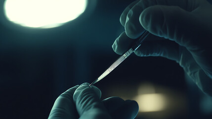 Close-up of Hands Holding a Medical Syringe