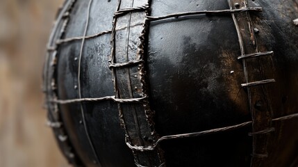 Dark metal sphere with intricate bands