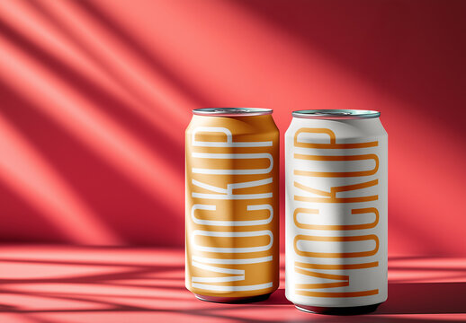 Soda Can Mockup with Straws &ndash; High-Resolution Beverage Template for Juice, Energy Drink, or Sparkling Water Branding