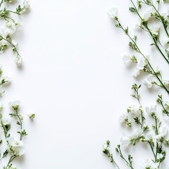Naklejka premium Delicate white flowers frame a blank space (10)