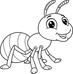 Cute Cartoon Ant outline vector