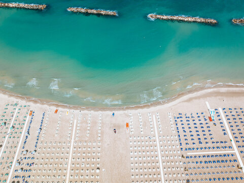 Aerial View of San Benedetto's Beach and Turquoise Sea