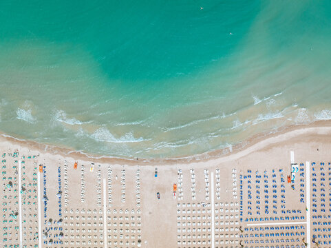 Aerial View of San Benedetto's Beach and Turquoise Sea