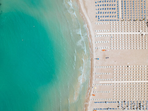 Aerial View of San Benedetto's Beach and Turquoise Sea