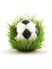 Soccer Ball in Lush Green Grass: 3D Render
