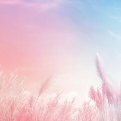 Obraz premium Pastel sunset with fluffy grass