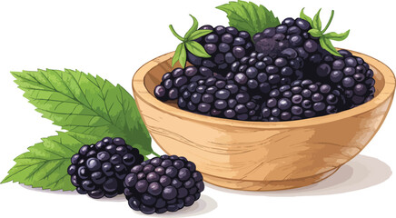 Blackberry Illustration vector design, Blackberry in bowl in white background vector design
