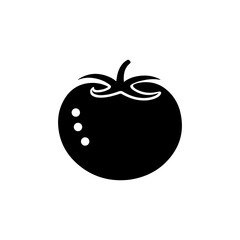 Black Tomato Silhouette Vector Icon Isolated on White.