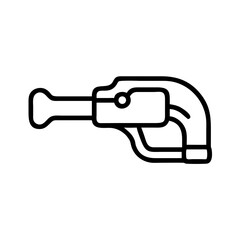 Fototapeta premium black and white icon of pipe cutter tool with rotating blade and handle grip, minimal outline plumbing instrument for cutting pipes, isolated vector