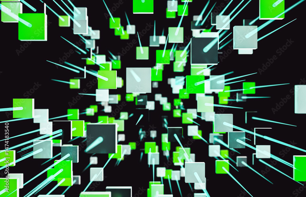 Poster Digital technology background with big data concept. 3d rendering
