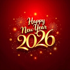 Happy New Year 2026 - Gold Fireworks Celebration