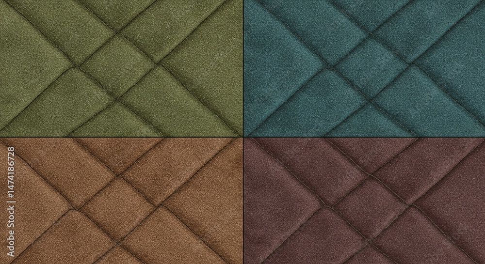 Aufkleber Four different colored squares of carpet with a pattern of squares