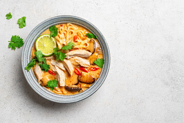 Spicy Thai Noodle Chicken Soup. Khao Soi