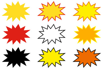 爆発フレーム、爆発ふきだしイラストセット