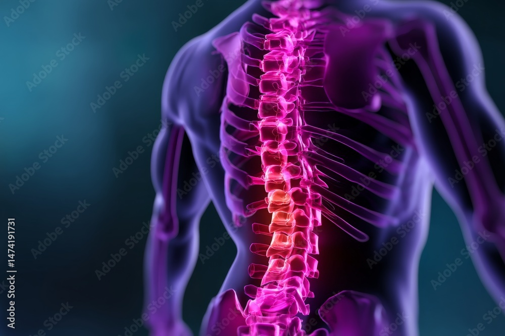 Aufkleber detailed illustration of a human spine highlighting the vertebrae and spinal structure in a colorful